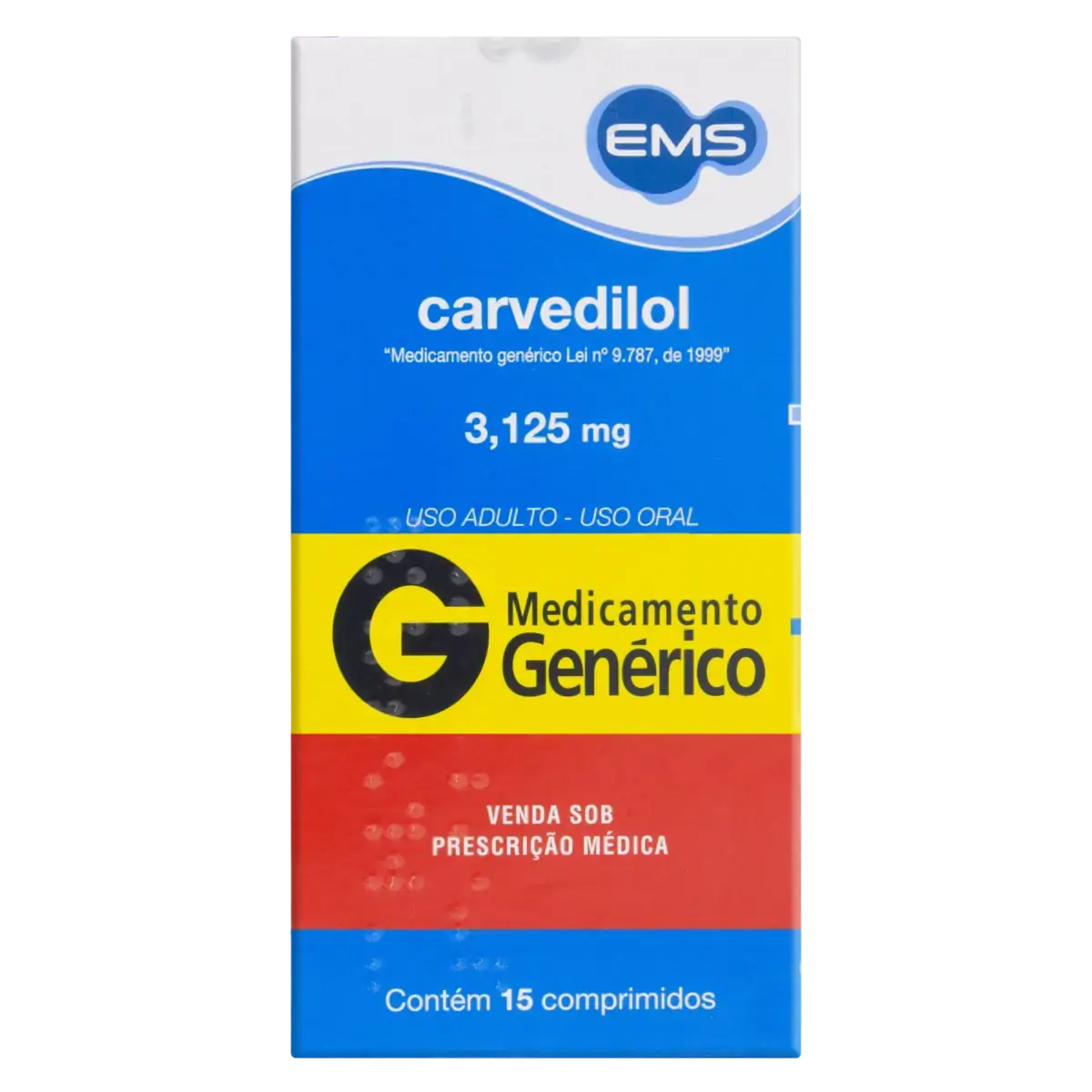 Carvedilol 3,125mg Ems Caixa 15 Comprimidos