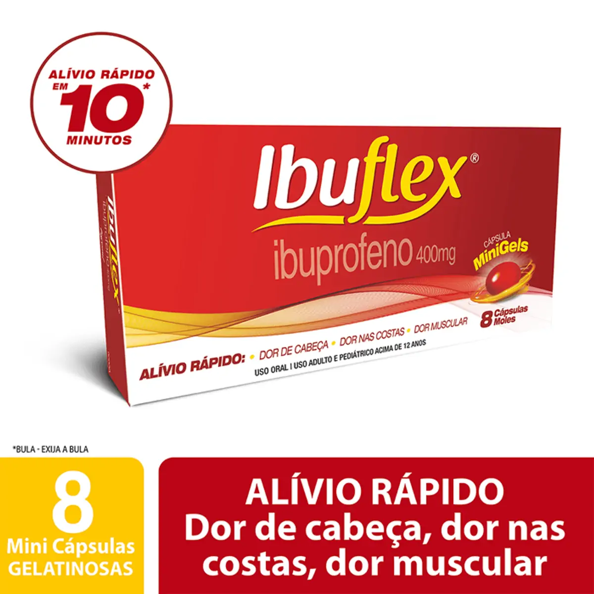 Ibuflex 400 mg com 8 Cápsulas