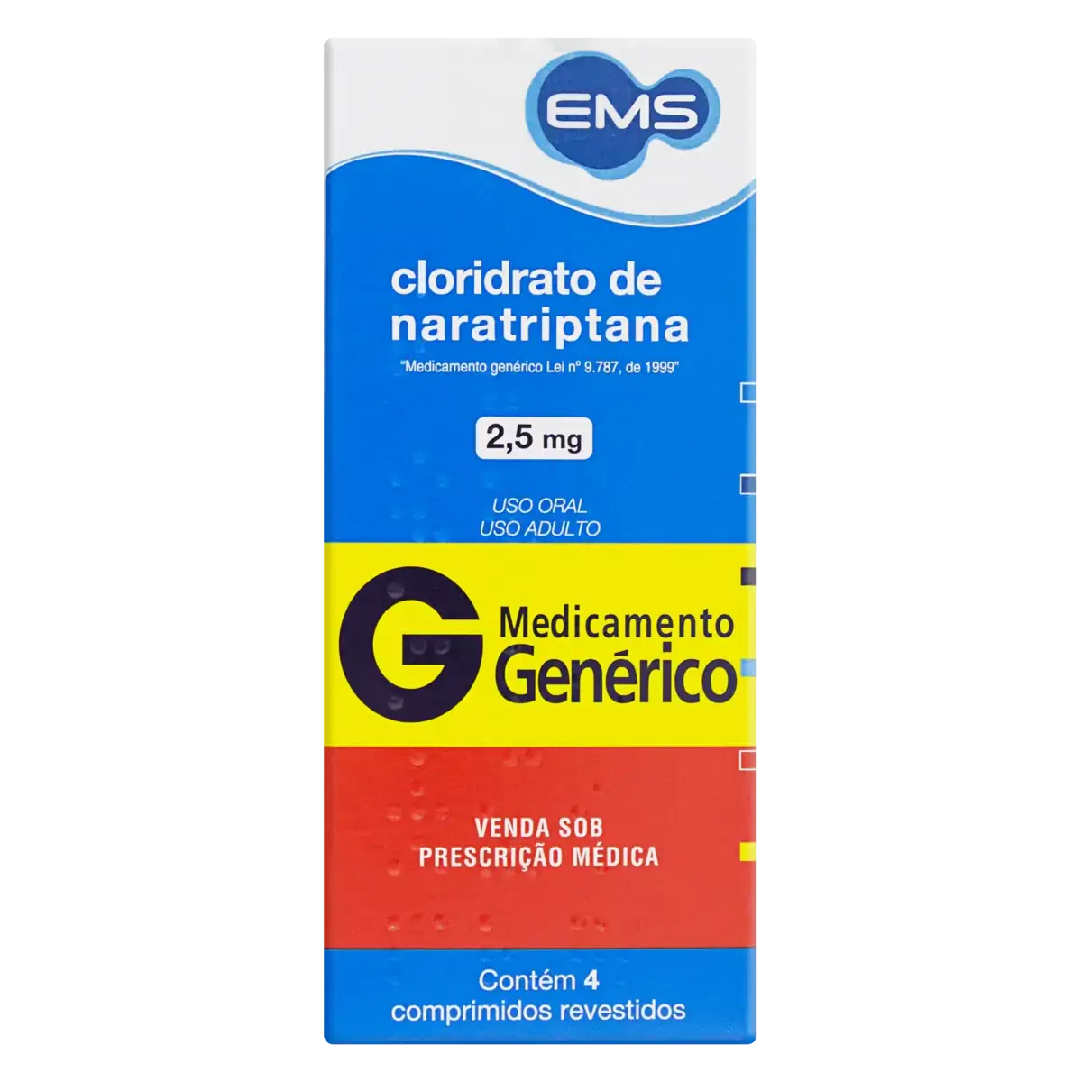Cloridrato De Naratriptana 2,5mg Ems Caixa 4 Comprimidos Revestidos