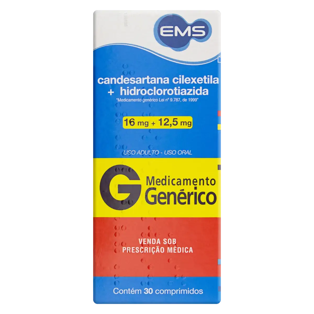 Candesartana Cilexetila 16mg Hidroclorotiazida 12,5mg Ems Caixa 30 Comprimidos
