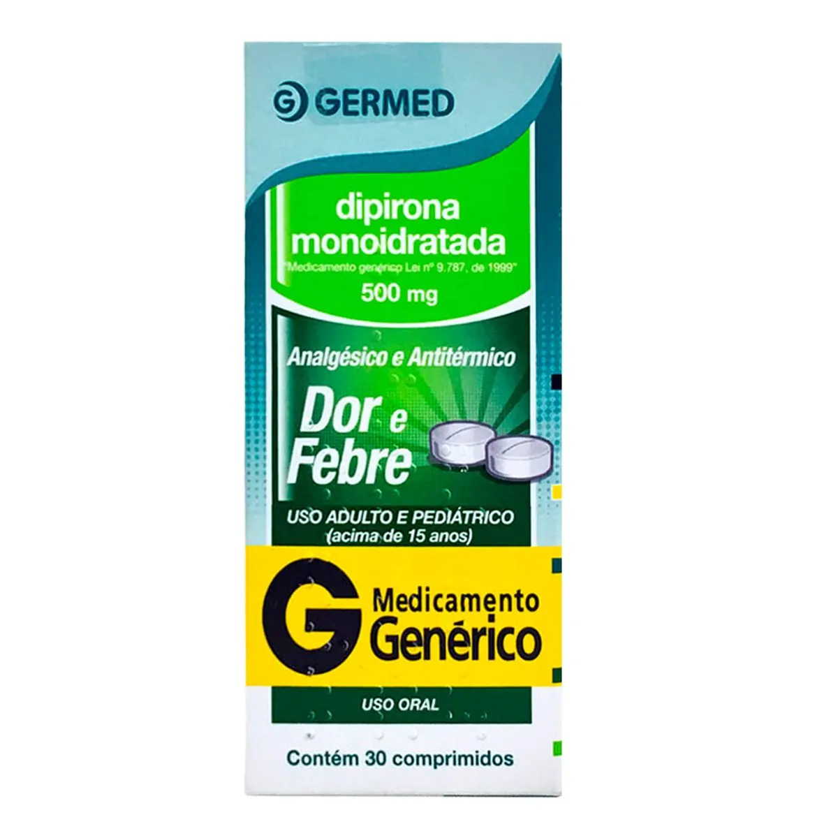 Analgésico Dipirona 500mg Germed Genérico com 30 Comprimidos