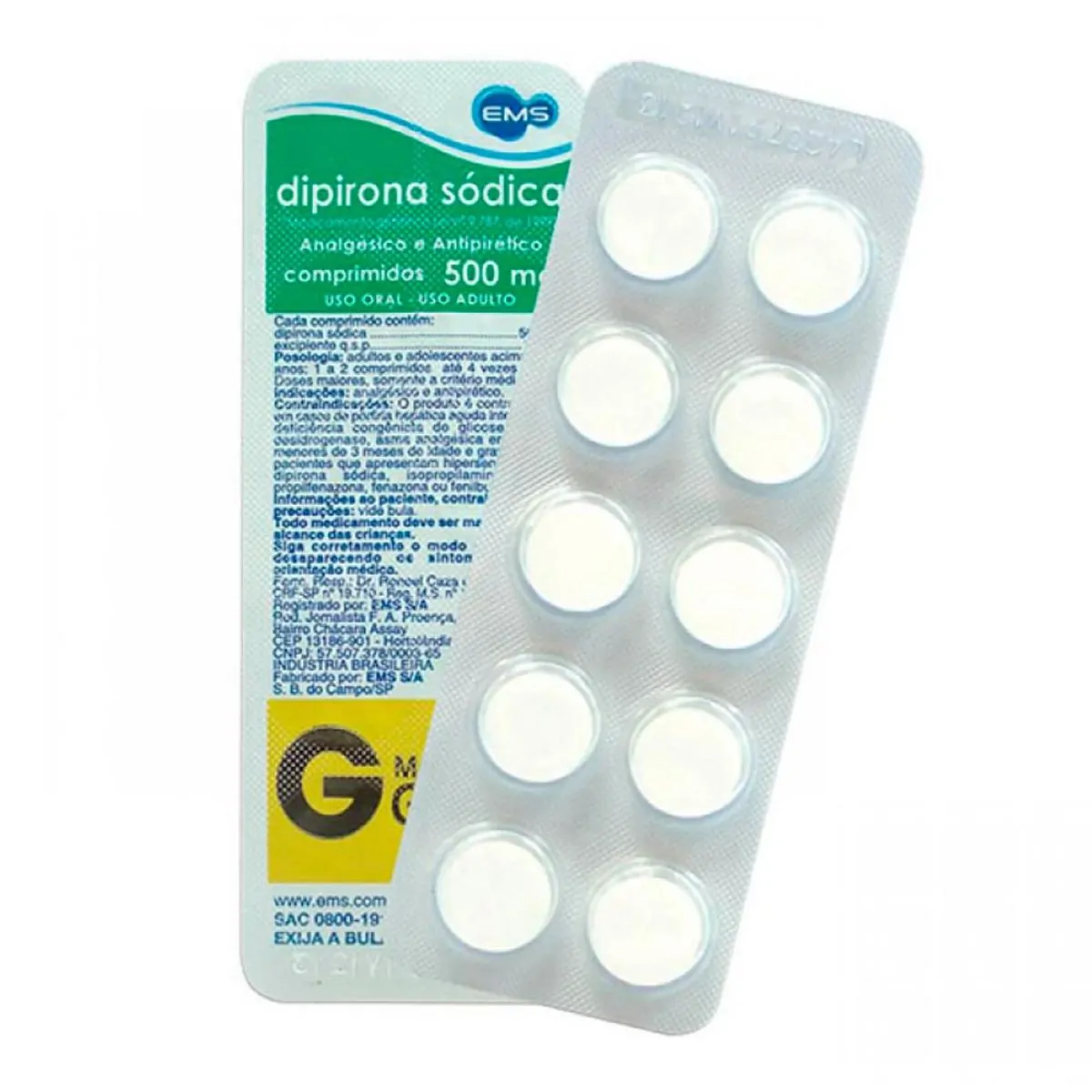 Dipirona Monoidratada 500mg Ems Caixa 240 Comprimidos
