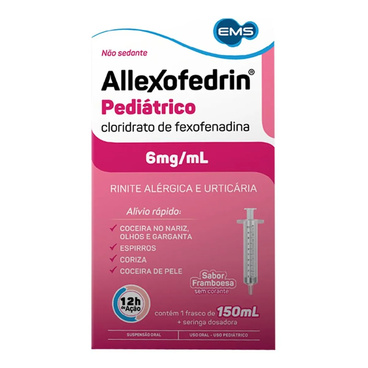 Allexofedrin 6mg/ml Framboesa Ems Caixa 150ml Suspensão Oral Seringa Dosadora