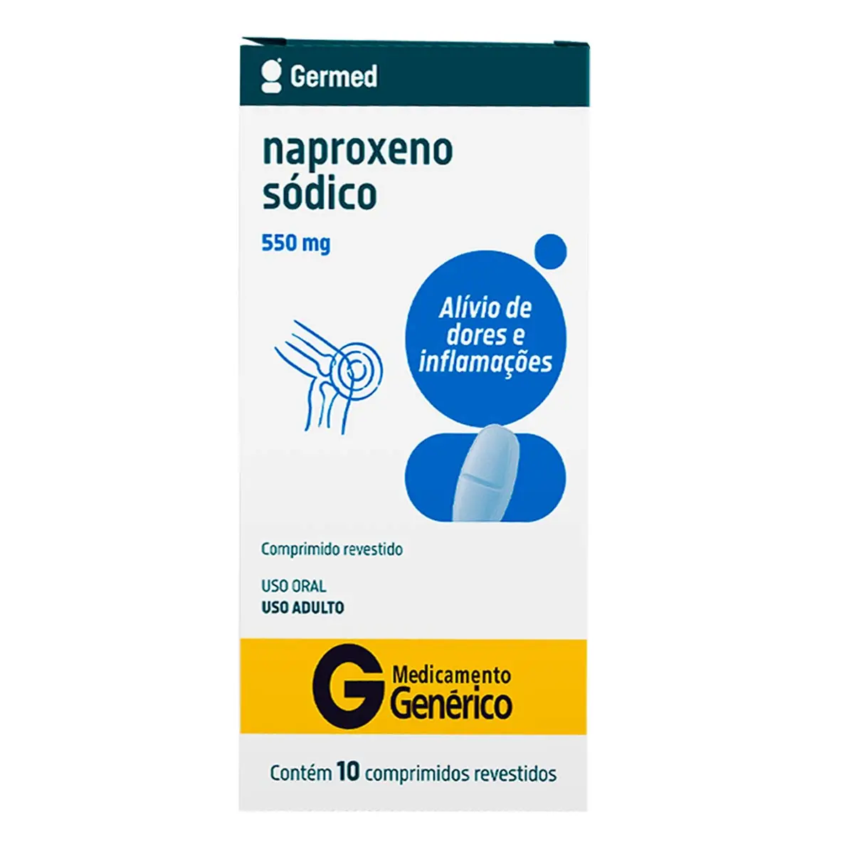 Naproxeno Sódico 550mg Germed Caixa 10 Comprimidos Revestidos