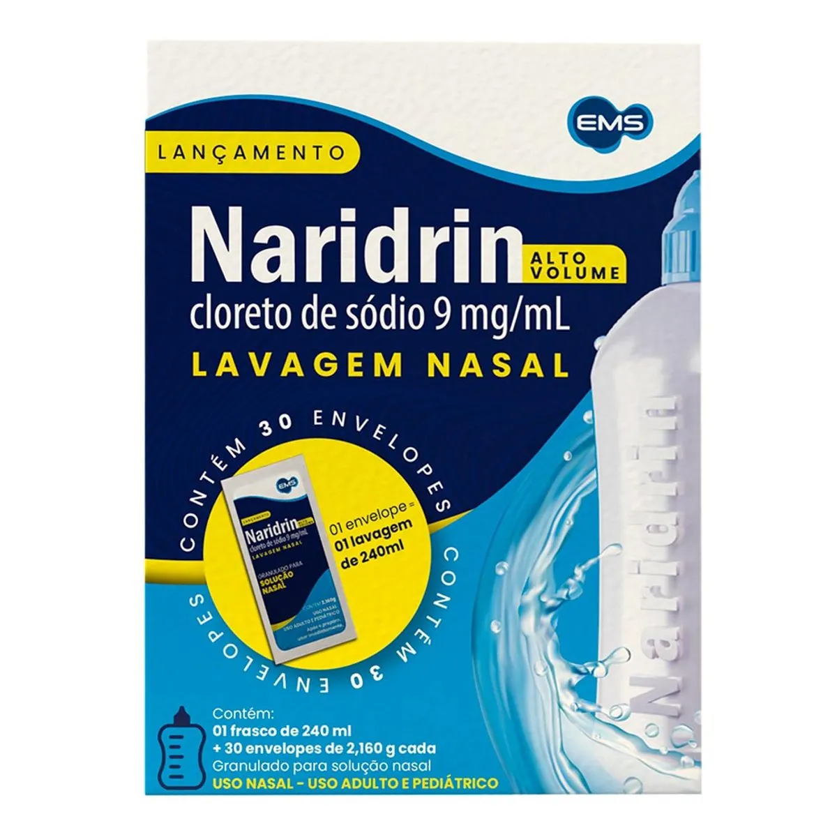 Cloreto De Sódio Granulado Naridrin Caixa 30 Unidades Lavador Nasal