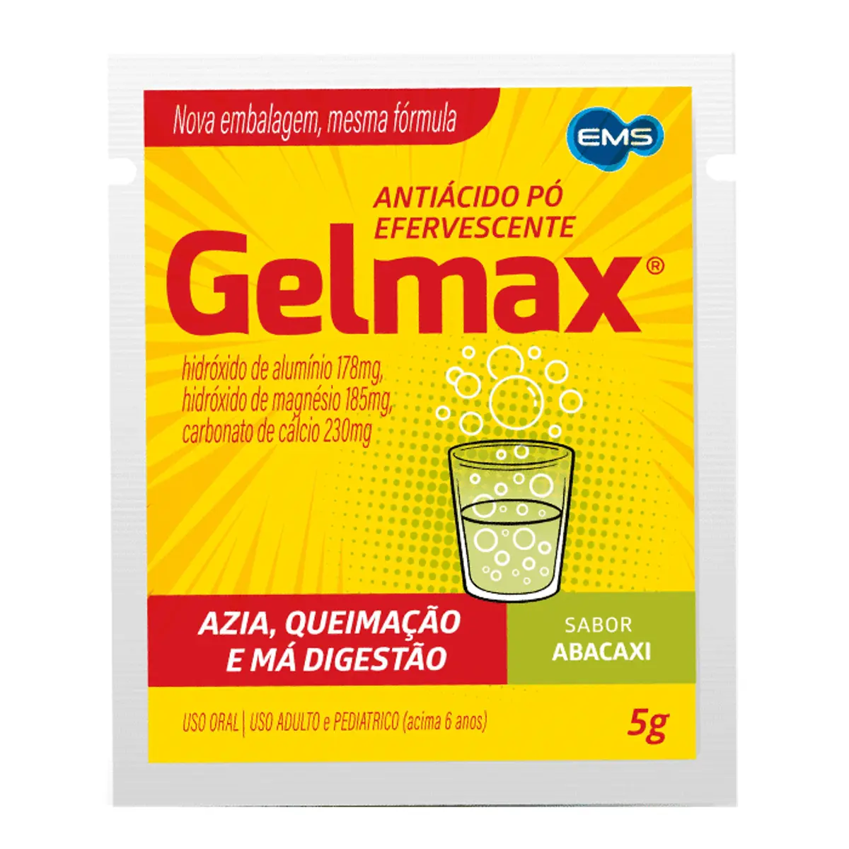 Antiácido Gelmax Sabor Abacaxi 5g