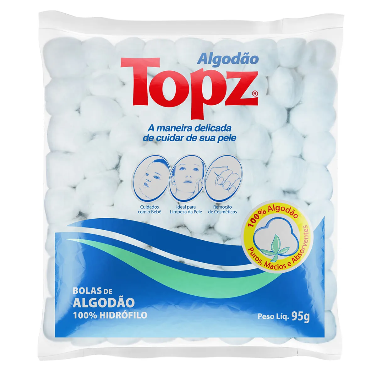 Algodão Em Bolas Hidrófilo Topz Pacote 95g