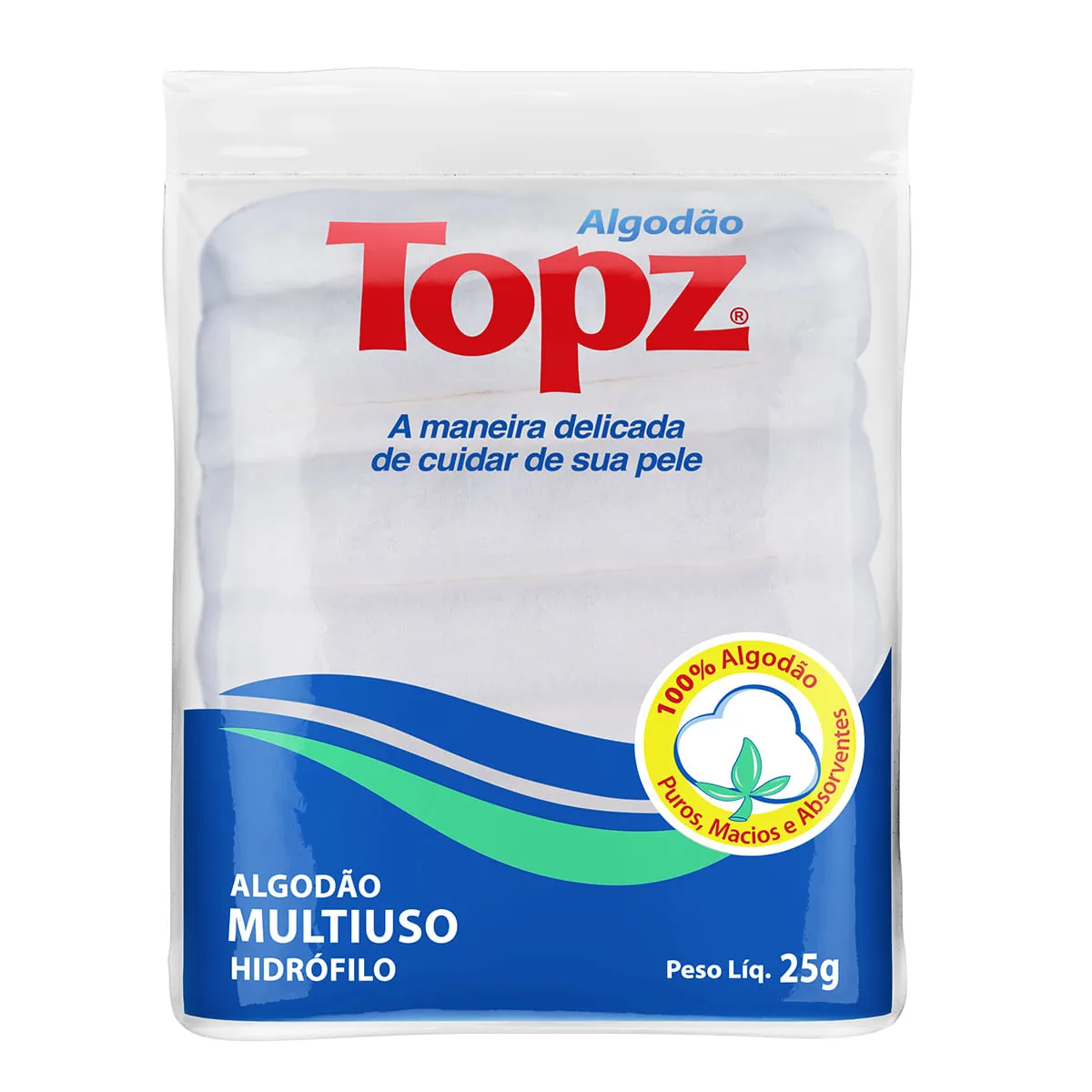 Algodão Hidrófilo Multiuso Topz Pacote 25g