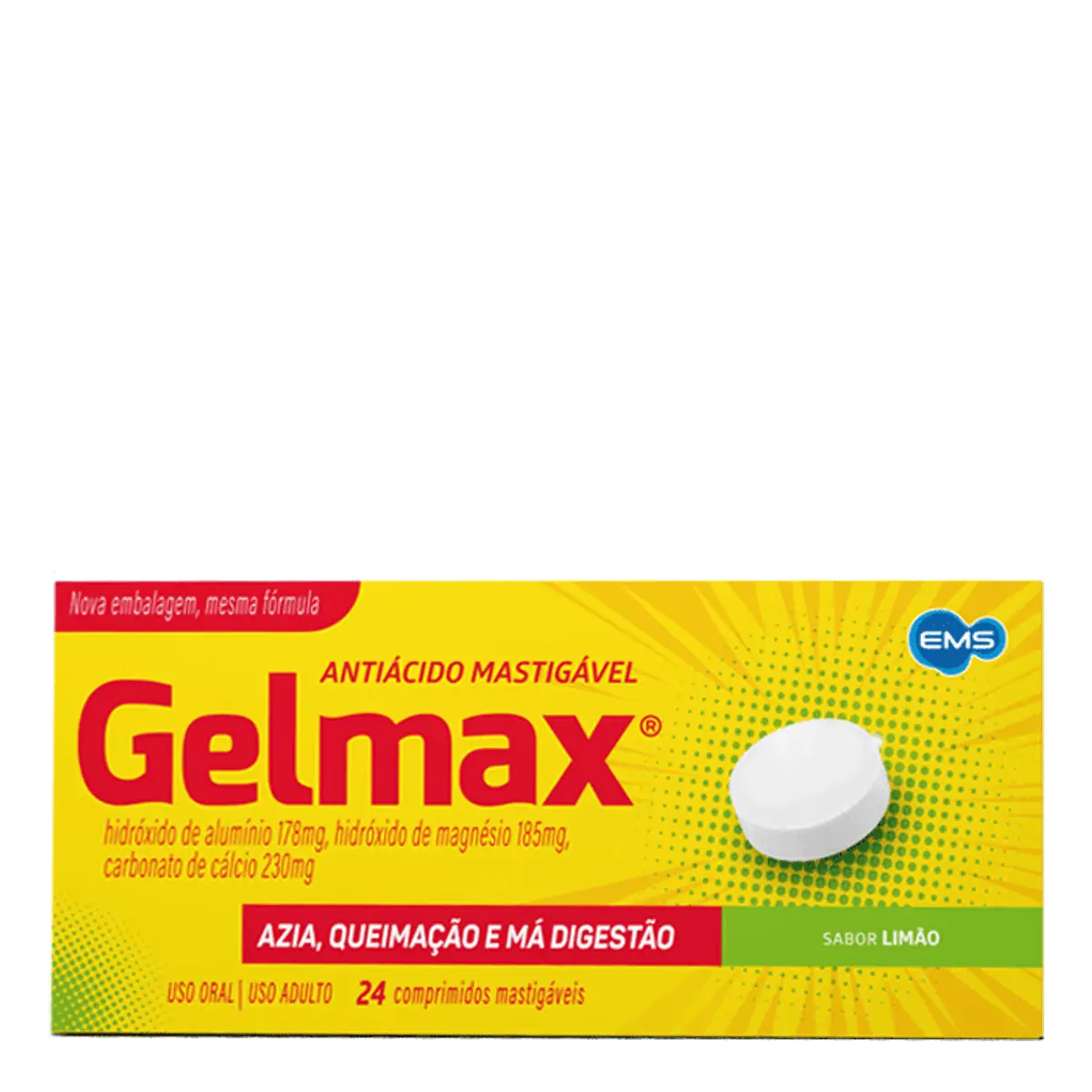 Comprimidos Mastigáveis Limão Gelmax 24un