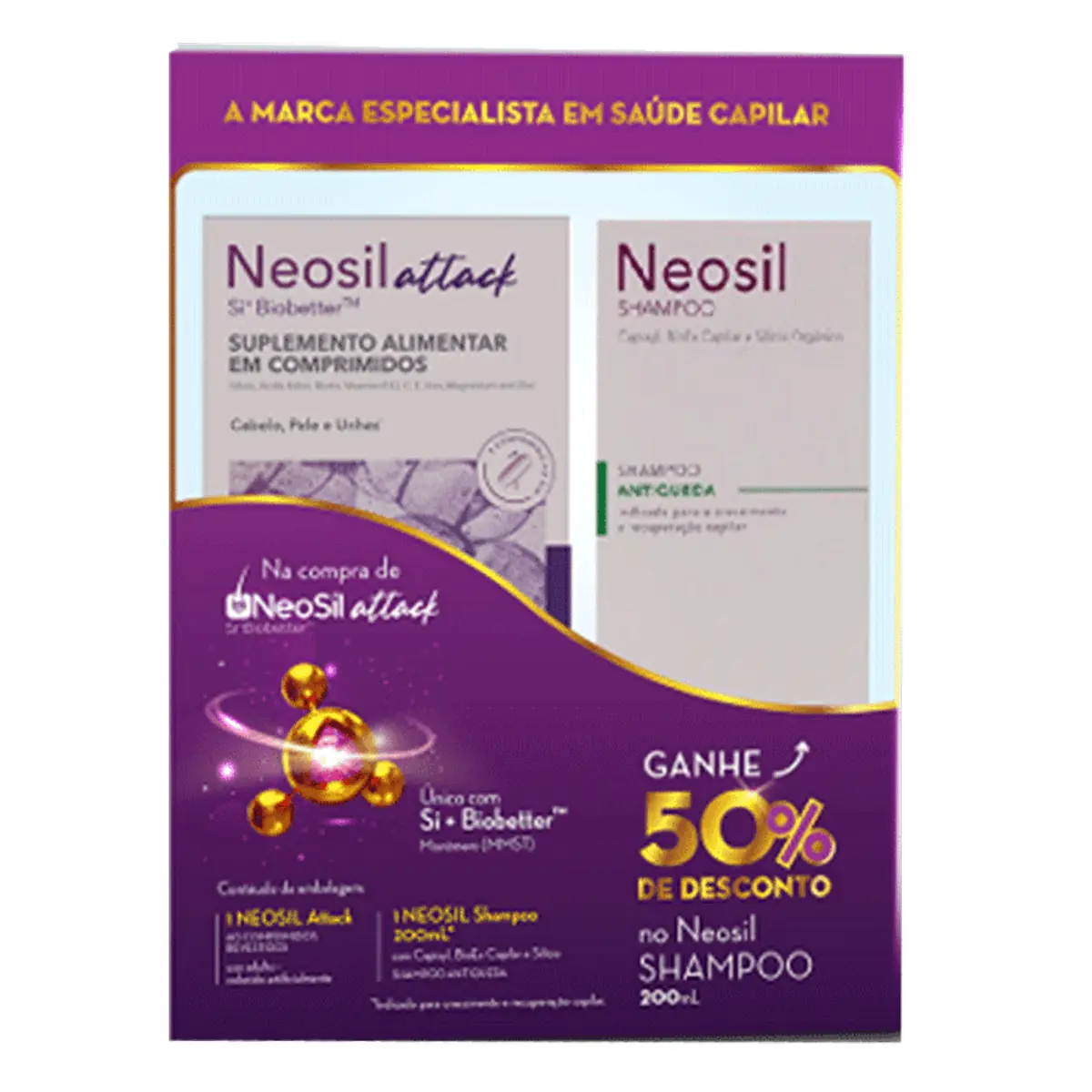 Kit Neosil Shampoo 200ml + Attack 60 Comprimidos Revestidos