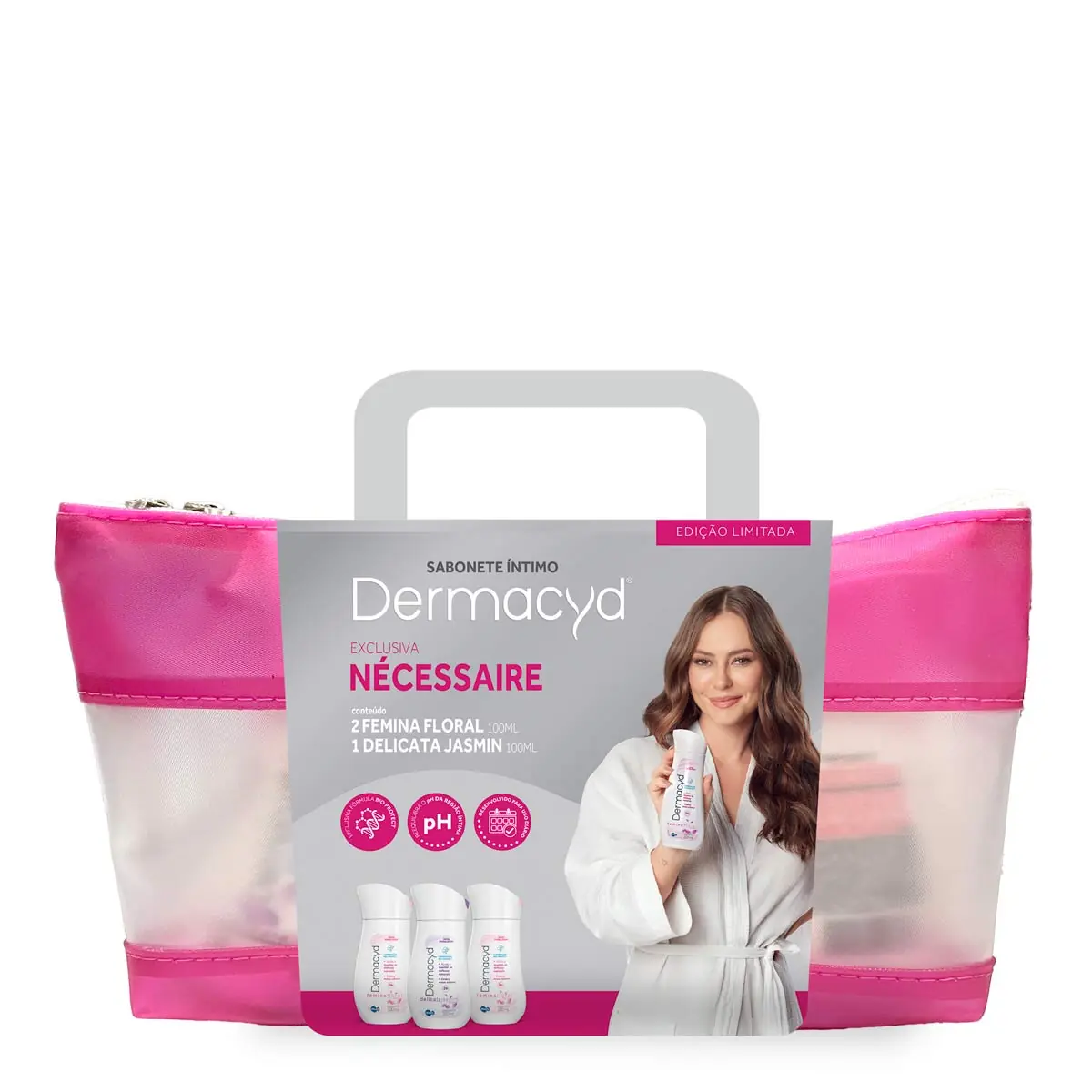 Kit 2 Sabonete Líquido Íntimo Florais + 1 Delicata + Necessarie Dermacyd 100ml