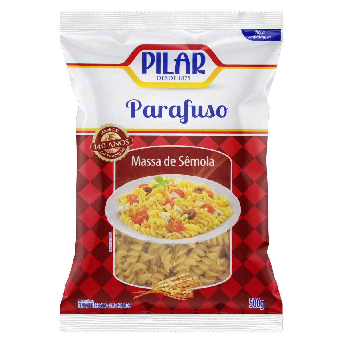 Macarrão De Sêmola Parafuso Pilar Pacote 500g