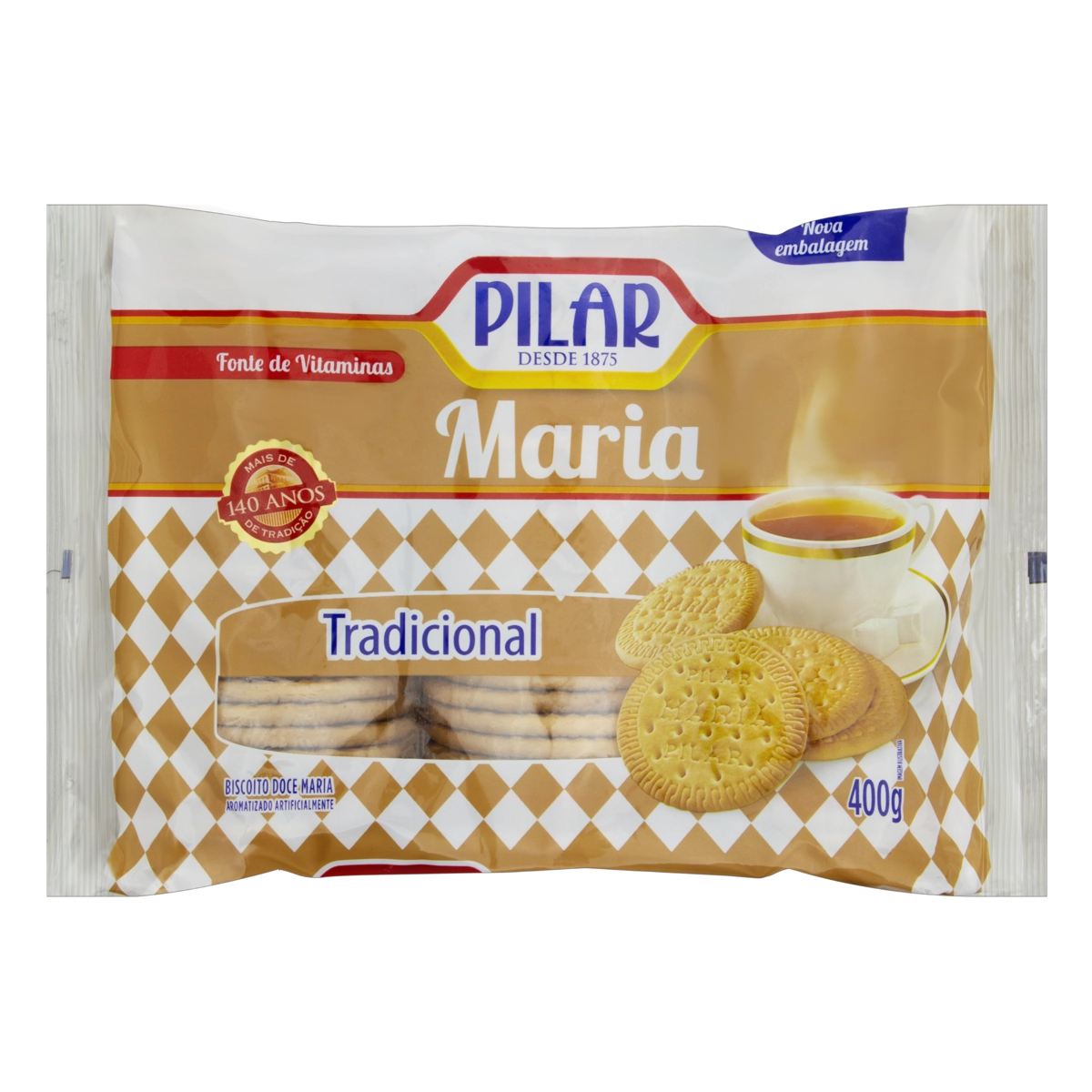 Biscoito Maria Tradicional Pilar Pacote 400g