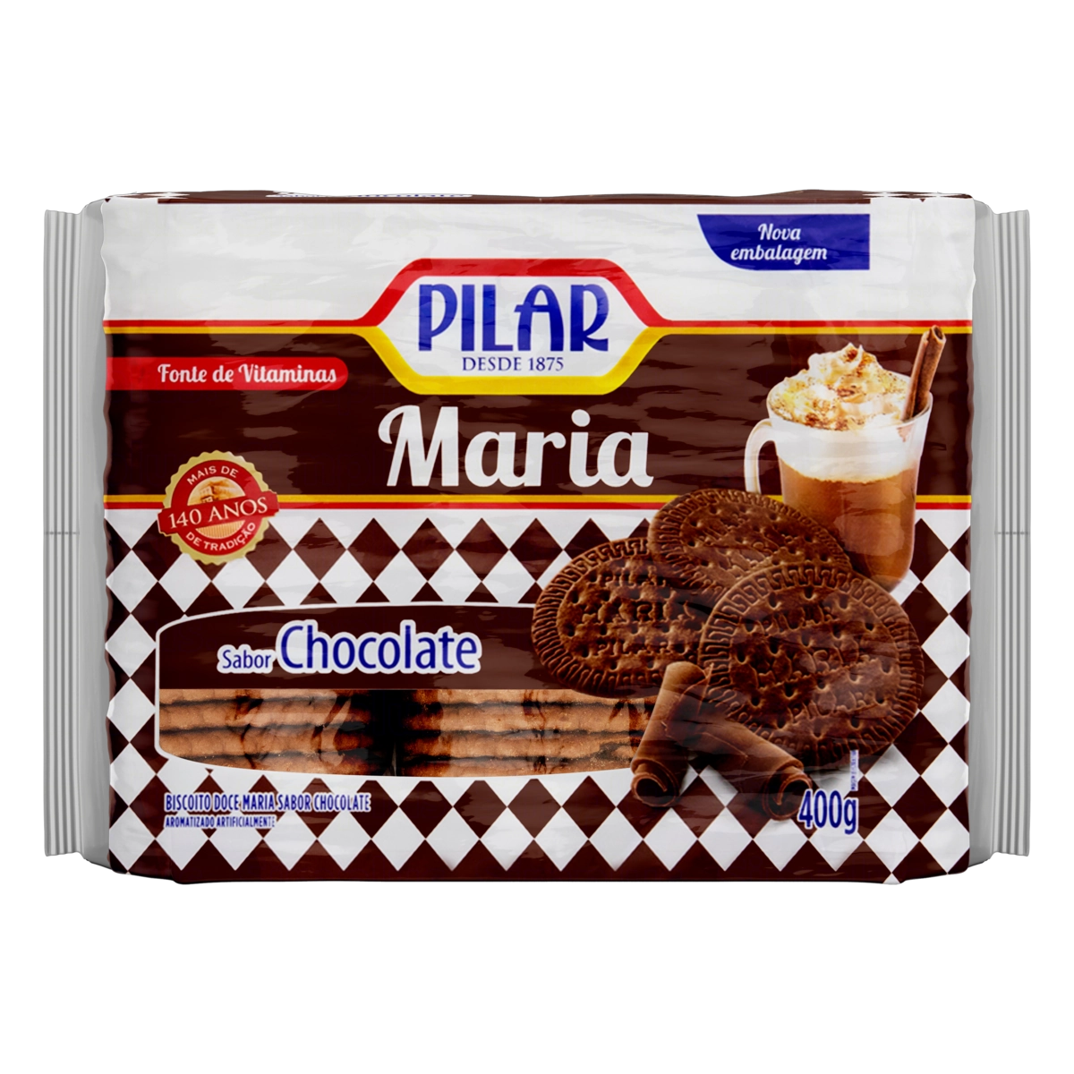 Biscoito Maria Chocolate Pilar Pacote 400g