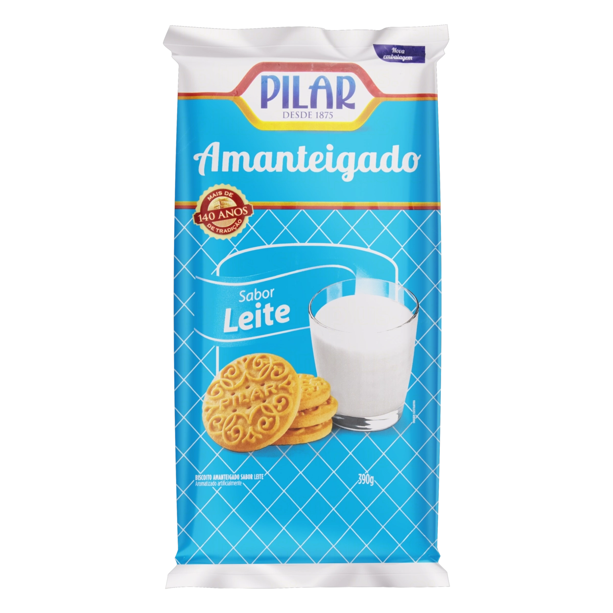 Biscoito Amanteigado Leite Pilar Pacote 390g