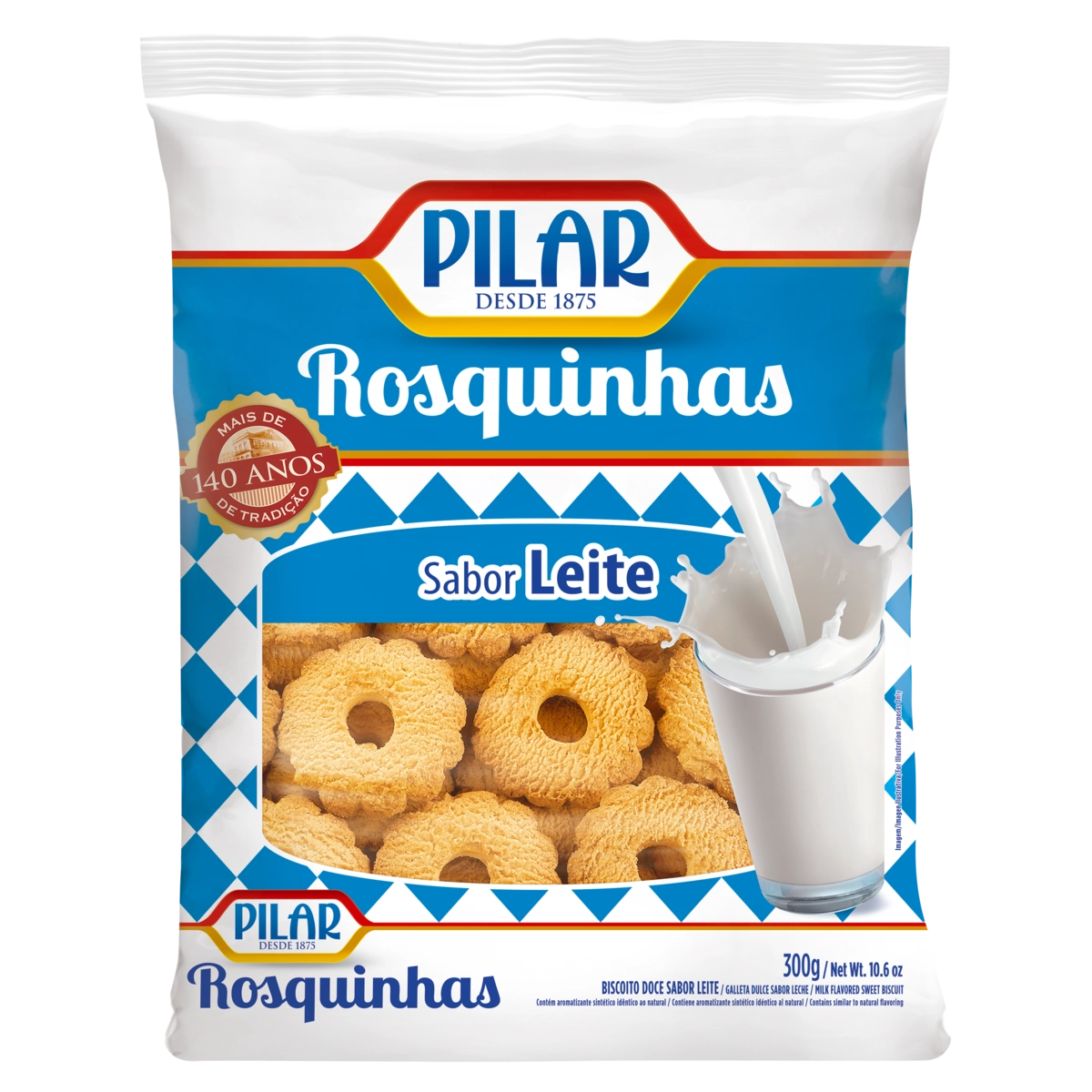 Biscoito Rosquinha Leite Pilar Pacote 300g