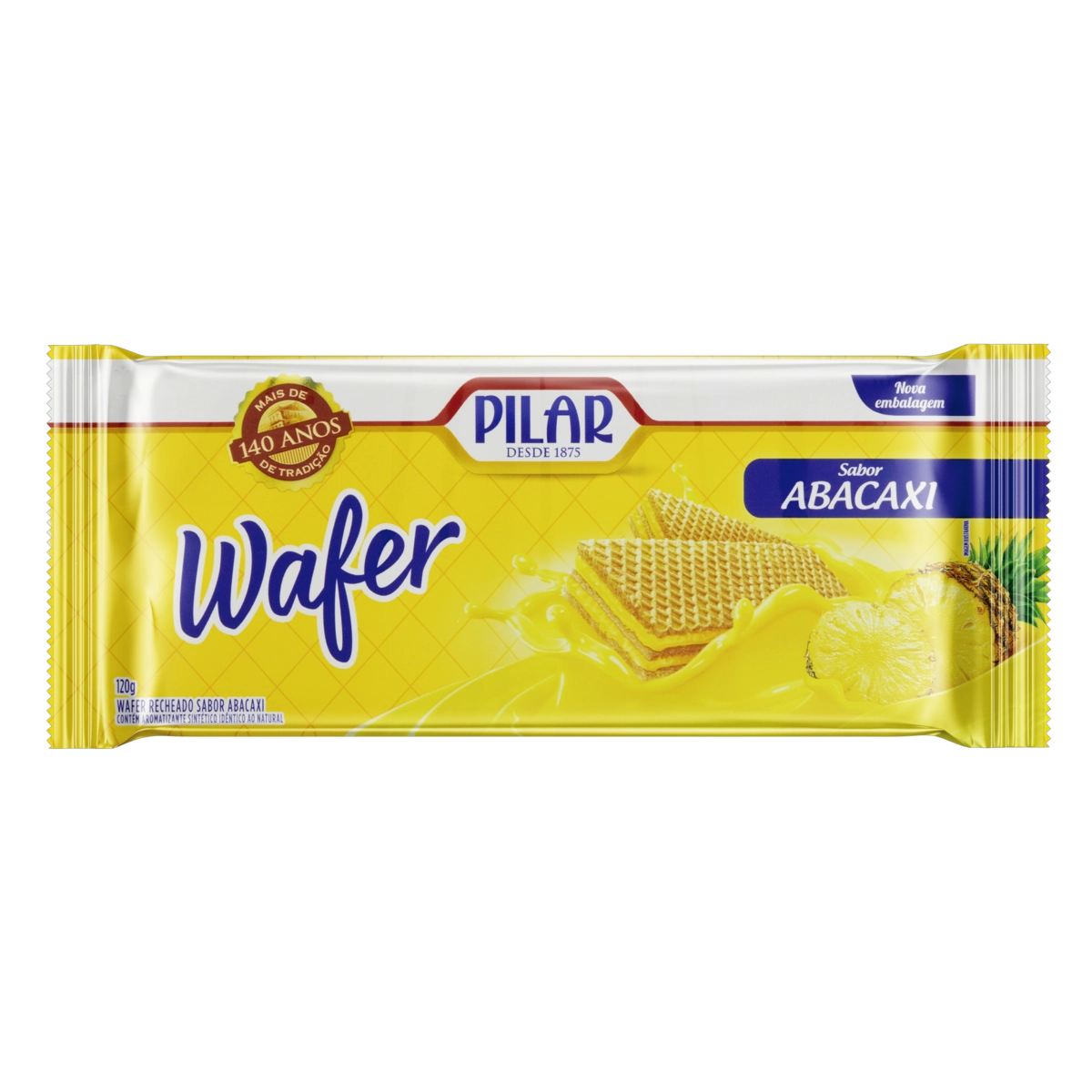Biscoito Wafer Recheio Abacaxi Pilar Pacote 120g