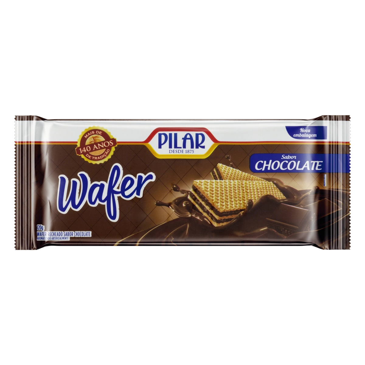 Biscoito Wafer Recheio Chocolate Pilar Pacote 120g