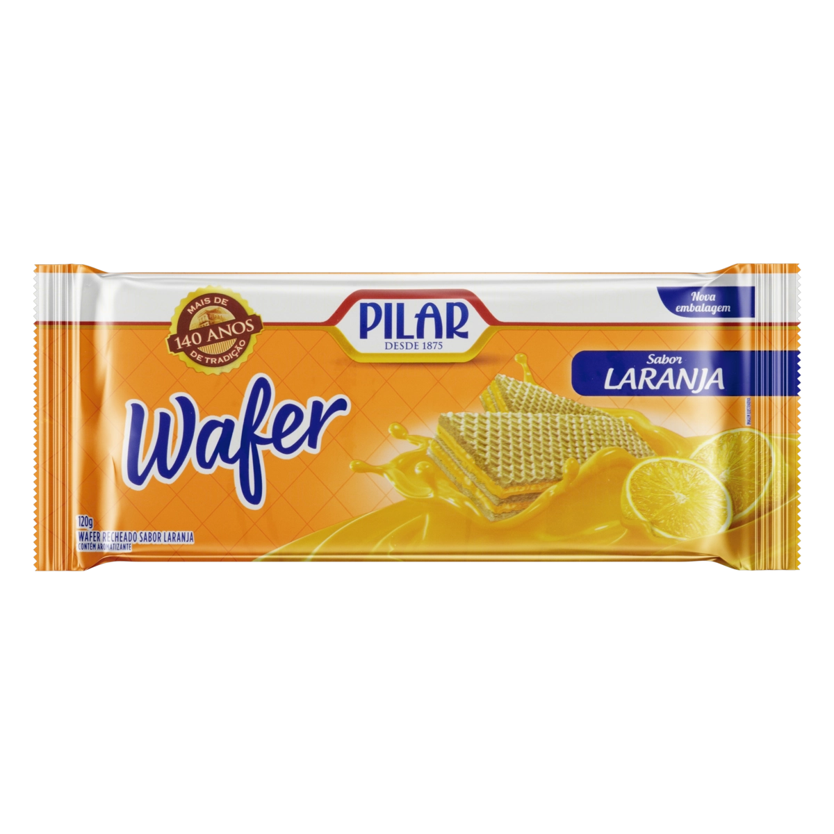 Biscoito Wafer Recheio Laranja Pilar Pacote 120g