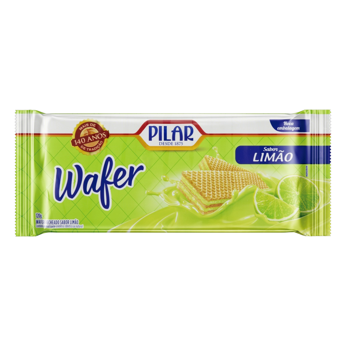 Biscoito Wafer Recheio Limão Pilar Pacote 120g