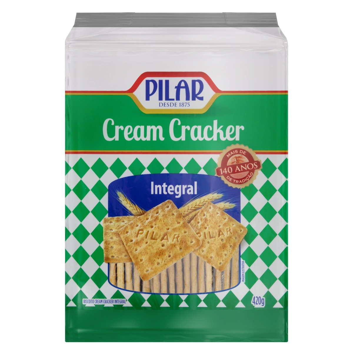 Biscoito Cream Cracker Integral Pilar Pacote 420g