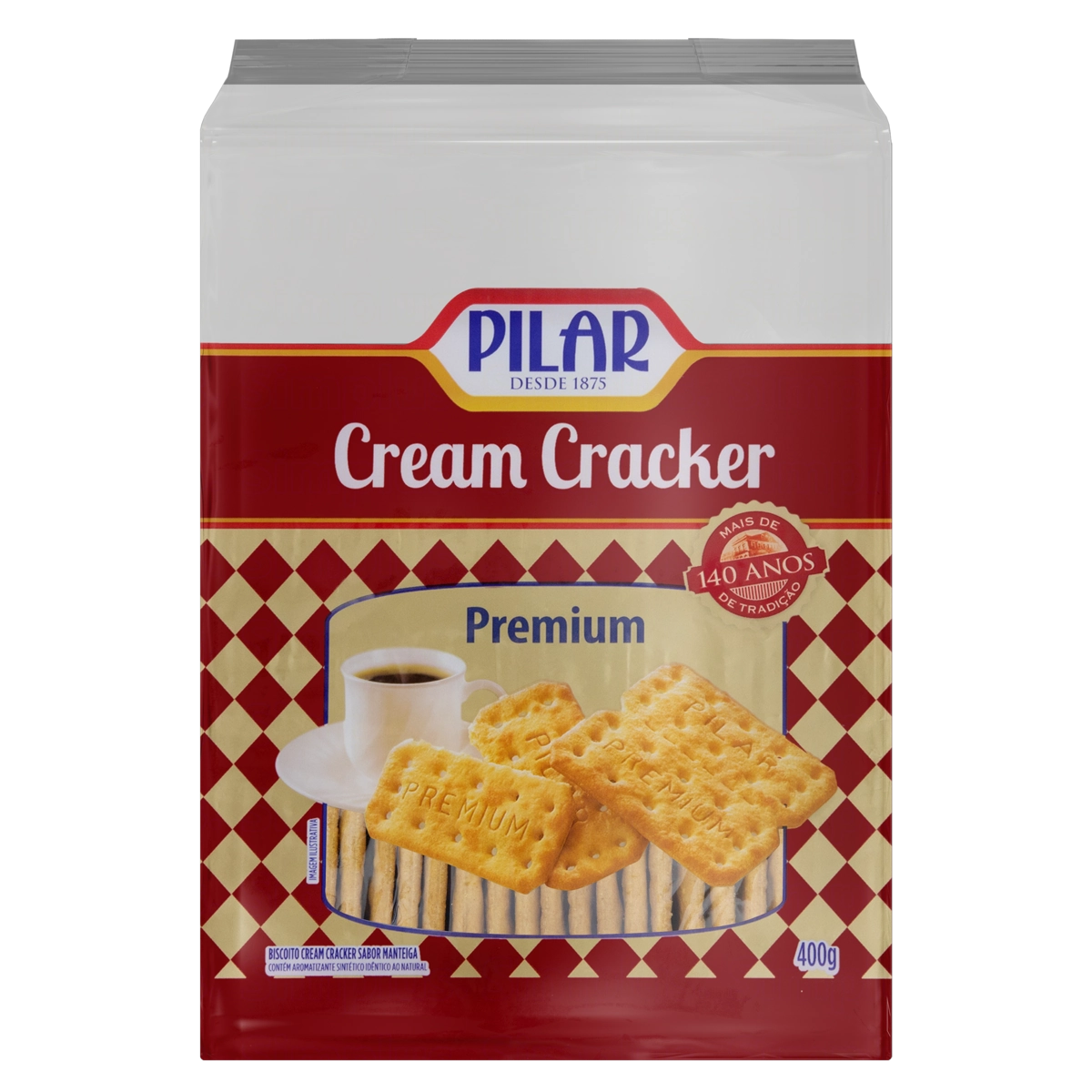 Biscoito Cream Cracker Manteiga Pilar Premium Pacote 400g