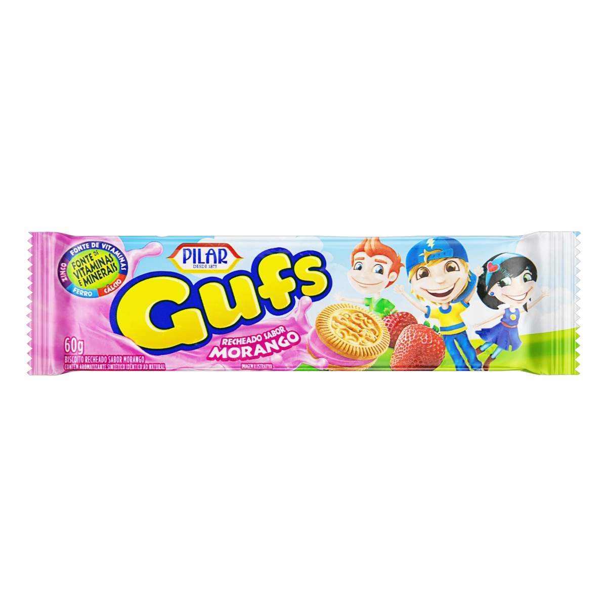Biscoito Recheio Morango Pilar Gufs Pacote 60g