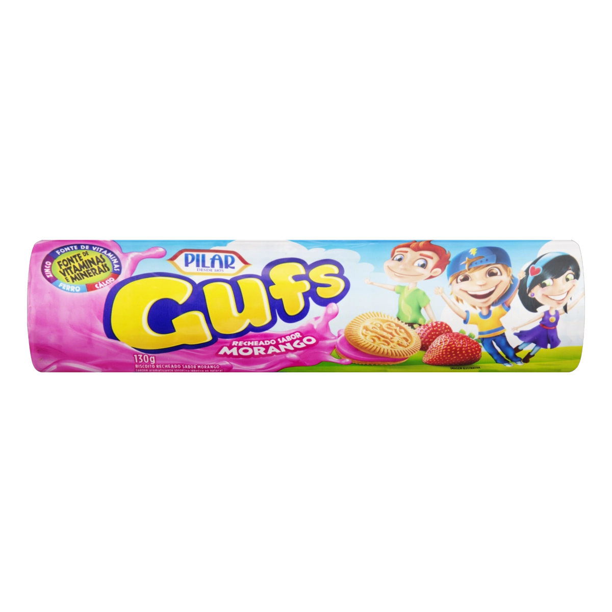 Biscoito Recheio Morango Pilar Gufs Pacote 130g