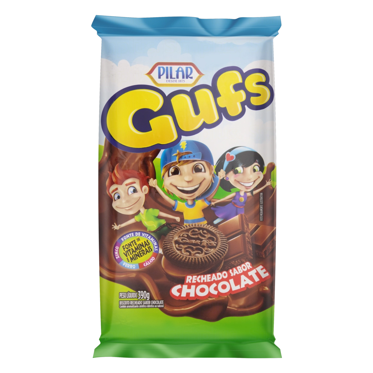 Biscoito Recheio Chocolate Pilar Gufs Pacote 390g
