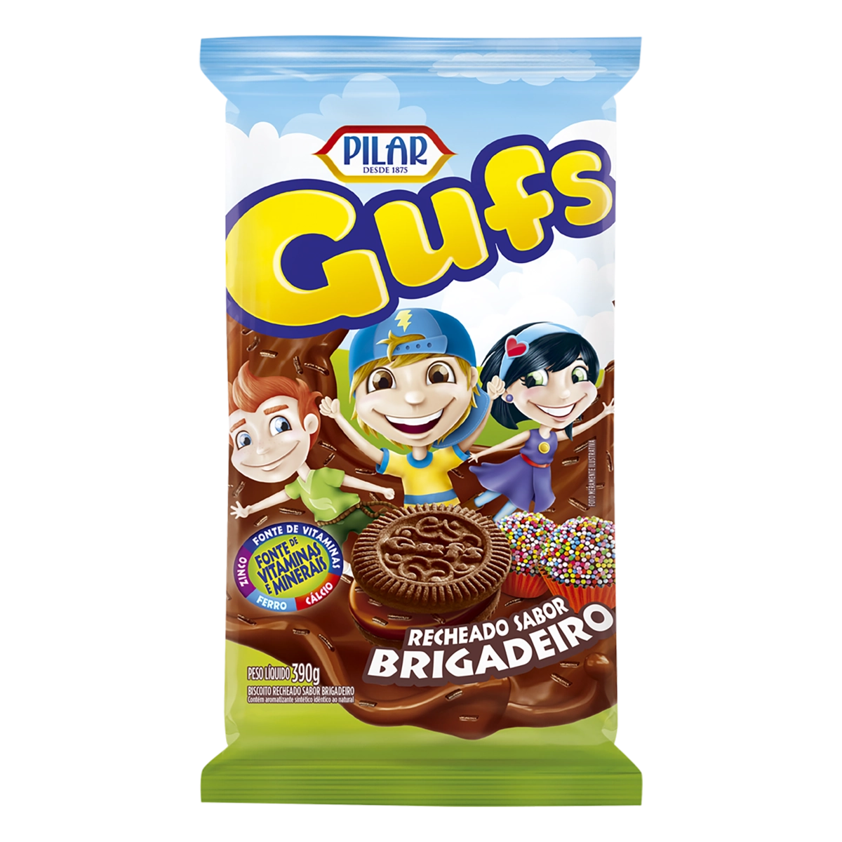Biscoito Recheio Brigadeiro Pilar Gufs Pacote 390g