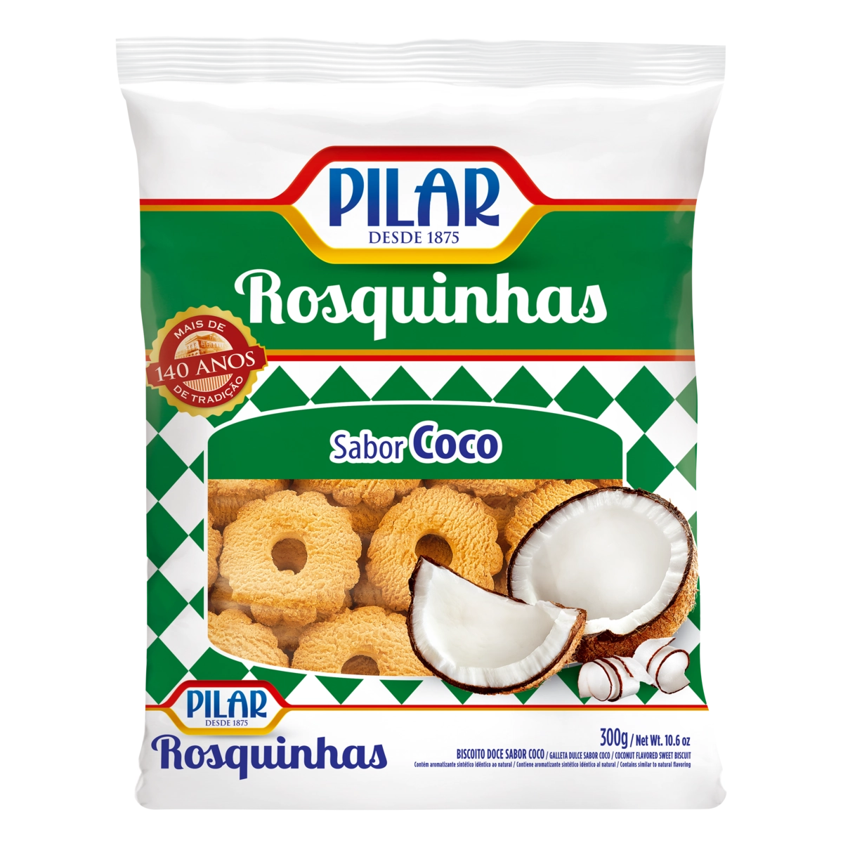 Biscoito Rosquinha Coco Pilar Pacote 300g