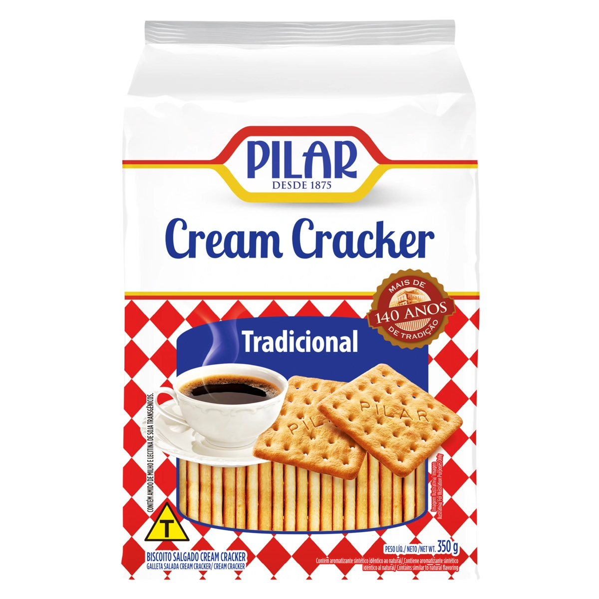 Biscoito Cream Cracker Tradicional Pilar Pacote 350g