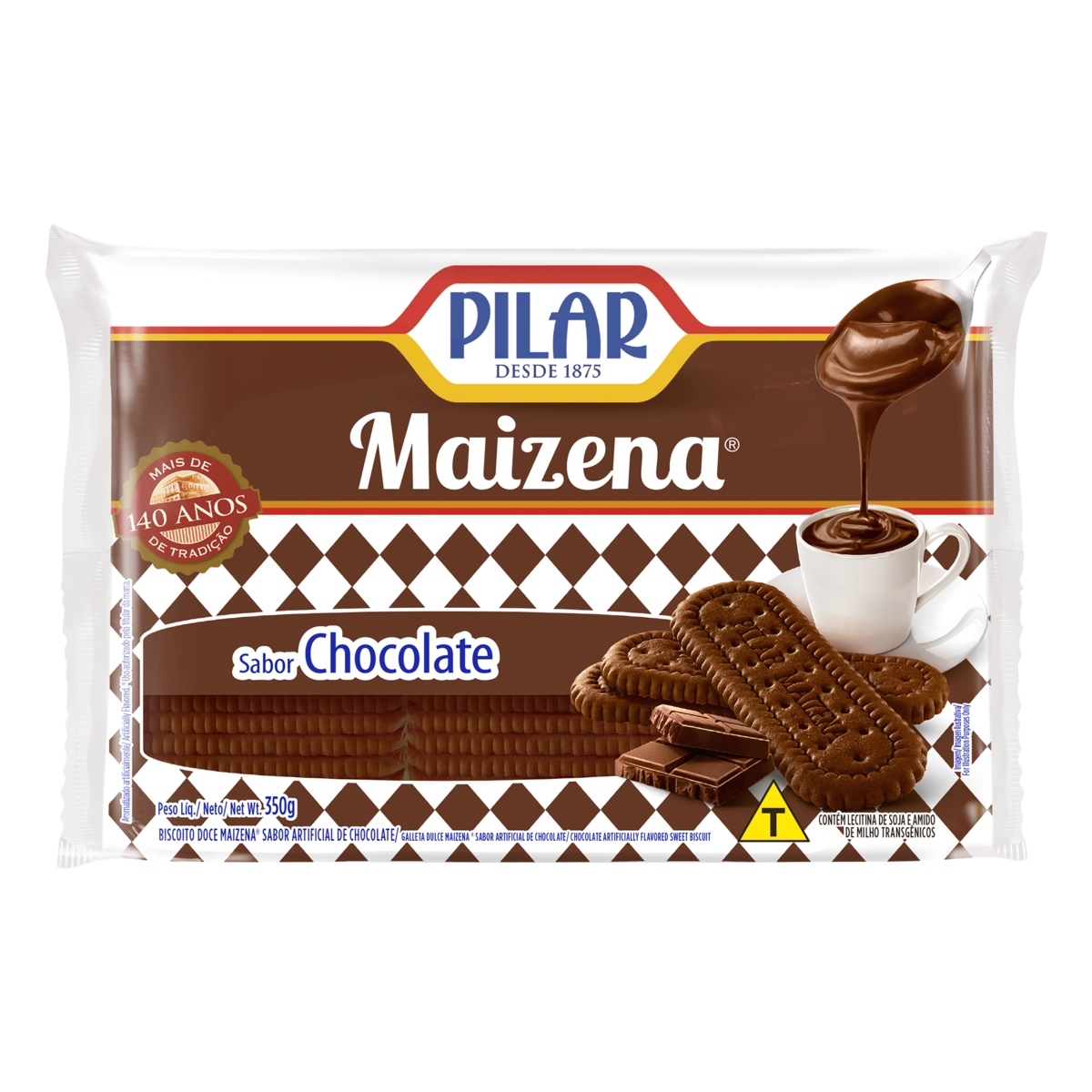 Biscoito Maizena Chocolate Pilar Pacote 350g