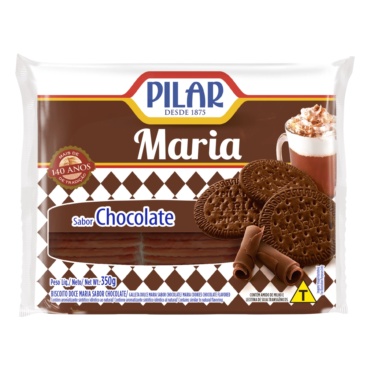Biscoito Maria Chocolate Pilar Pacote 350g