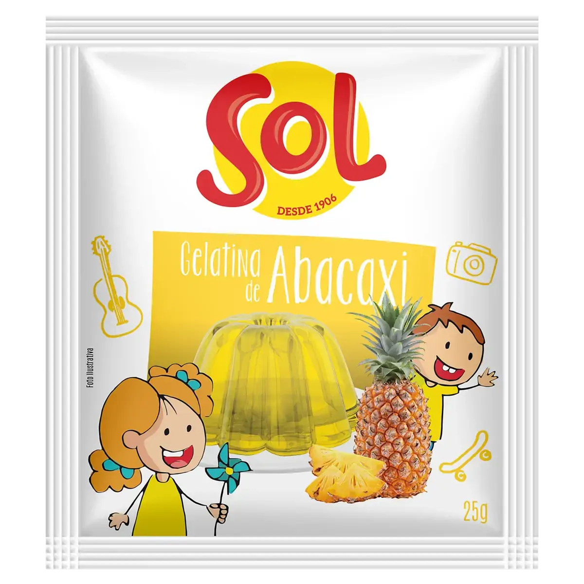 Gelatina Pó Abacaxi Sol Caixa 20g