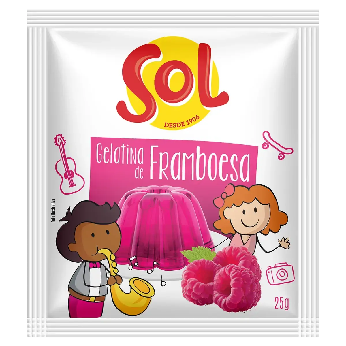 Gelatina Pó Framboesa Sol Caixa 20g