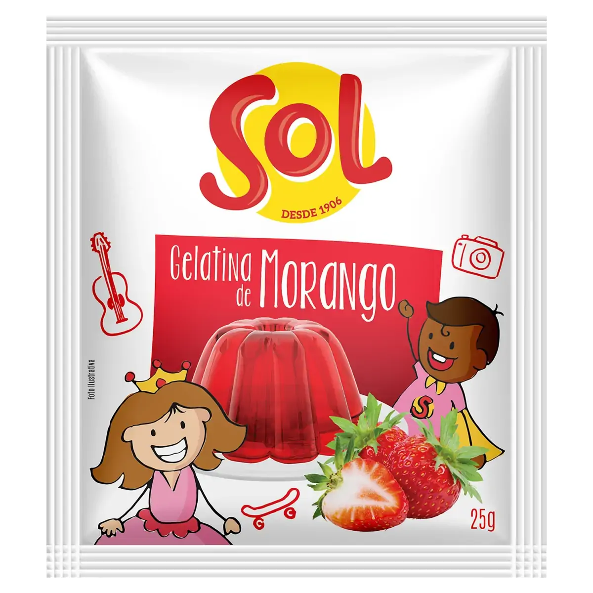 Gelatina Pó Morango Sol Caixa 20g