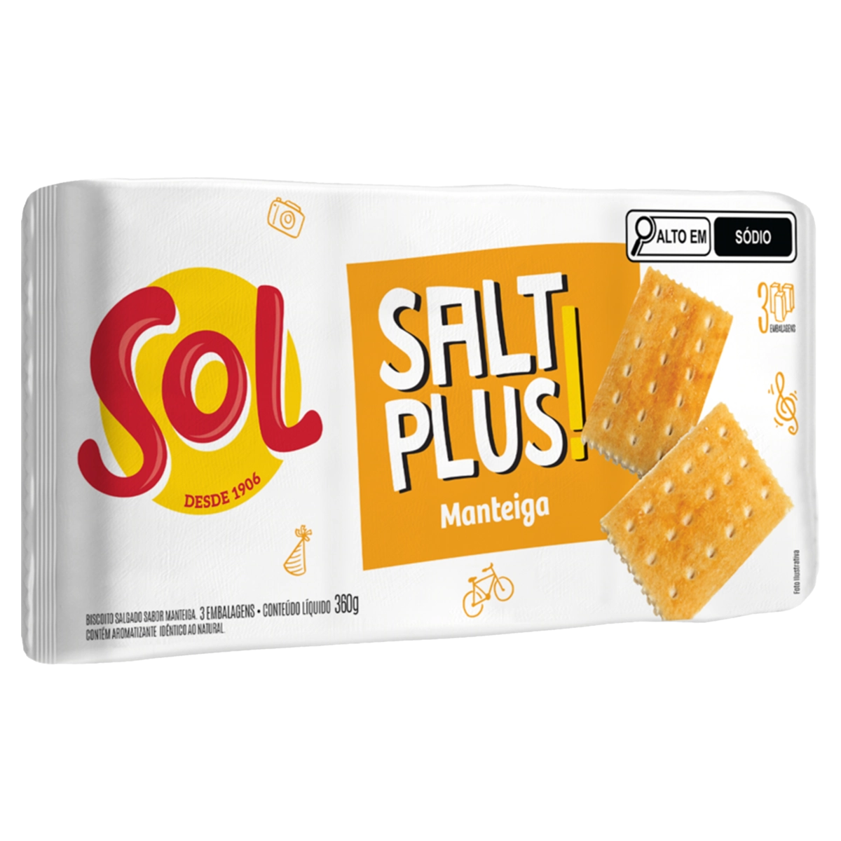 Biscoito Manteiga Sol Salt Plus Pacote 360g