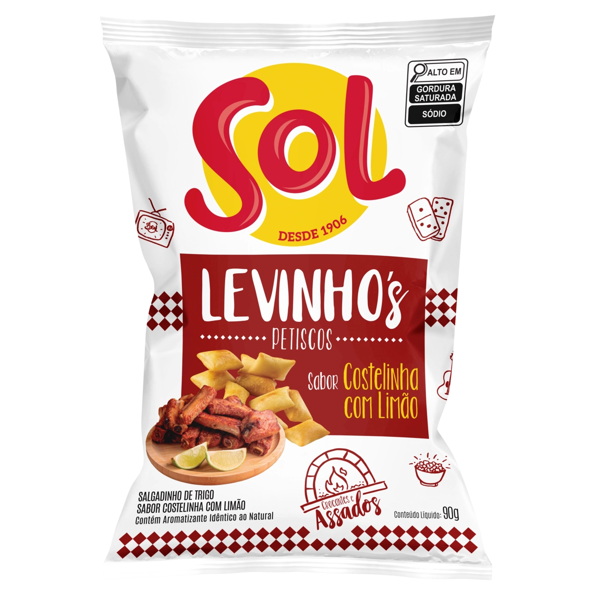 Salgadinho De Trigo Costelinha Com Limão Sol Levinhos Pacote 90g
