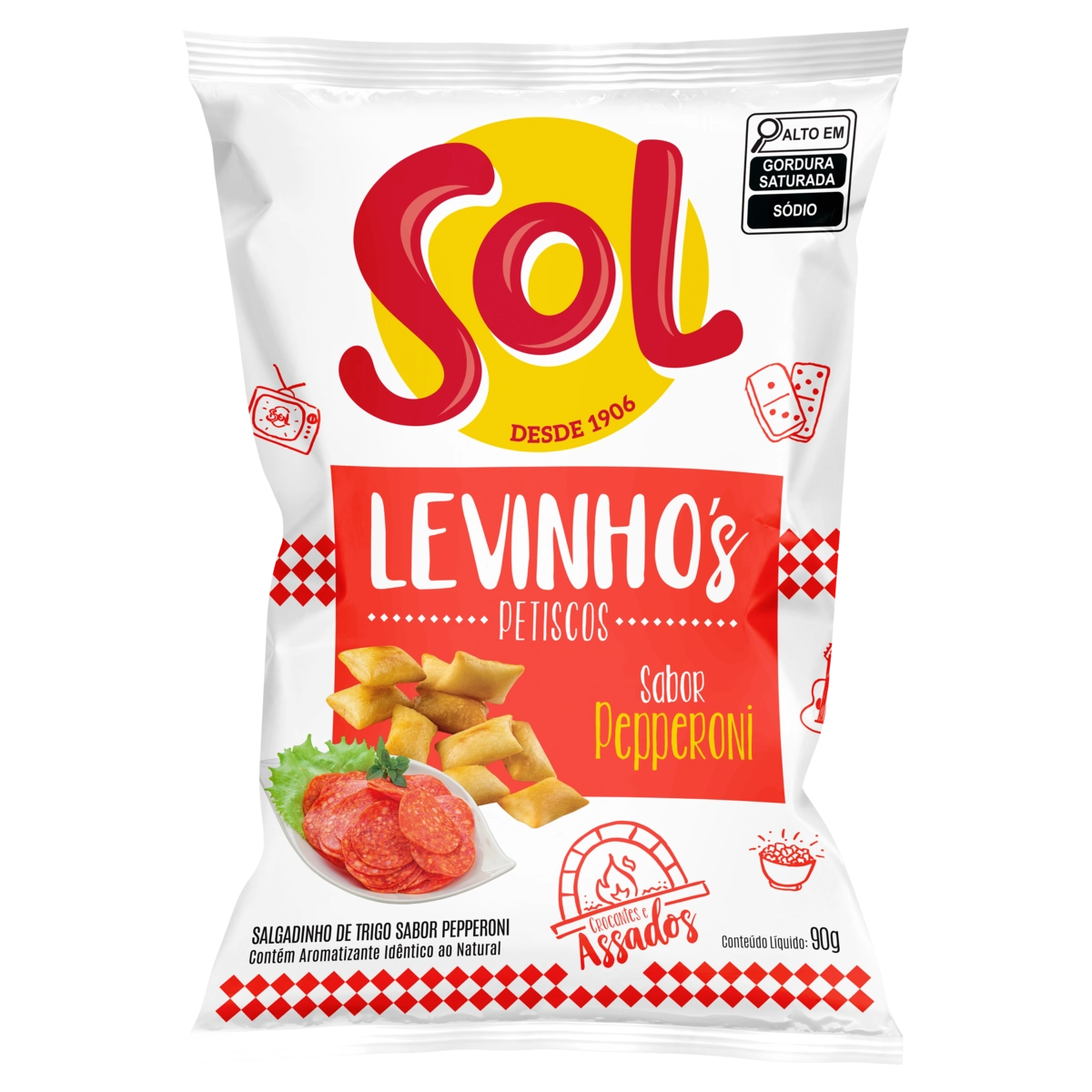 Salgadinho De Trigo Pepperoni Sol Levinhos Pacote 90g