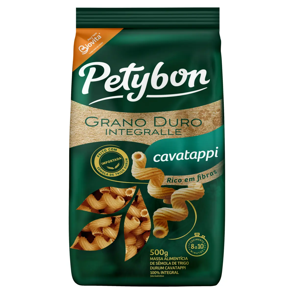 Macarrão De Sêmola De Trigo Grano Duro Integral Cavatappi Petybon Pacote 500g