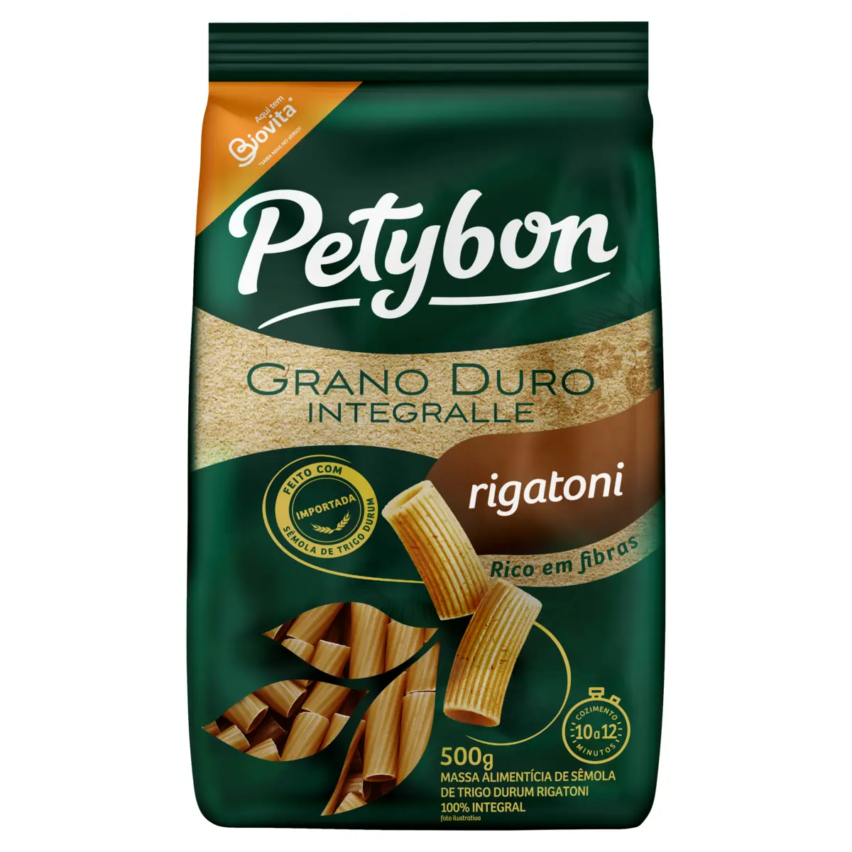 Macarrão De Sêmola De Trigo Grano Duro Integral Rigatoni Petybon Pacote 500g