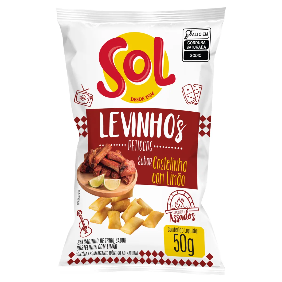 Salgadinho De Trigo Costelinha Com Limão Sol Levinhos Pacote 50g