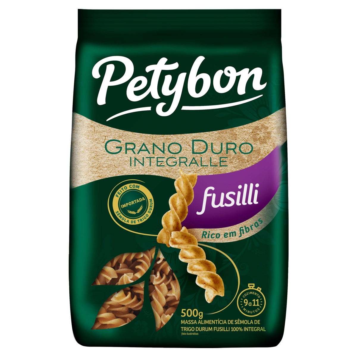 Macarrão De Sêmola De Trigo Grano Duro Integral Fusilli Petybon Pacote 500g