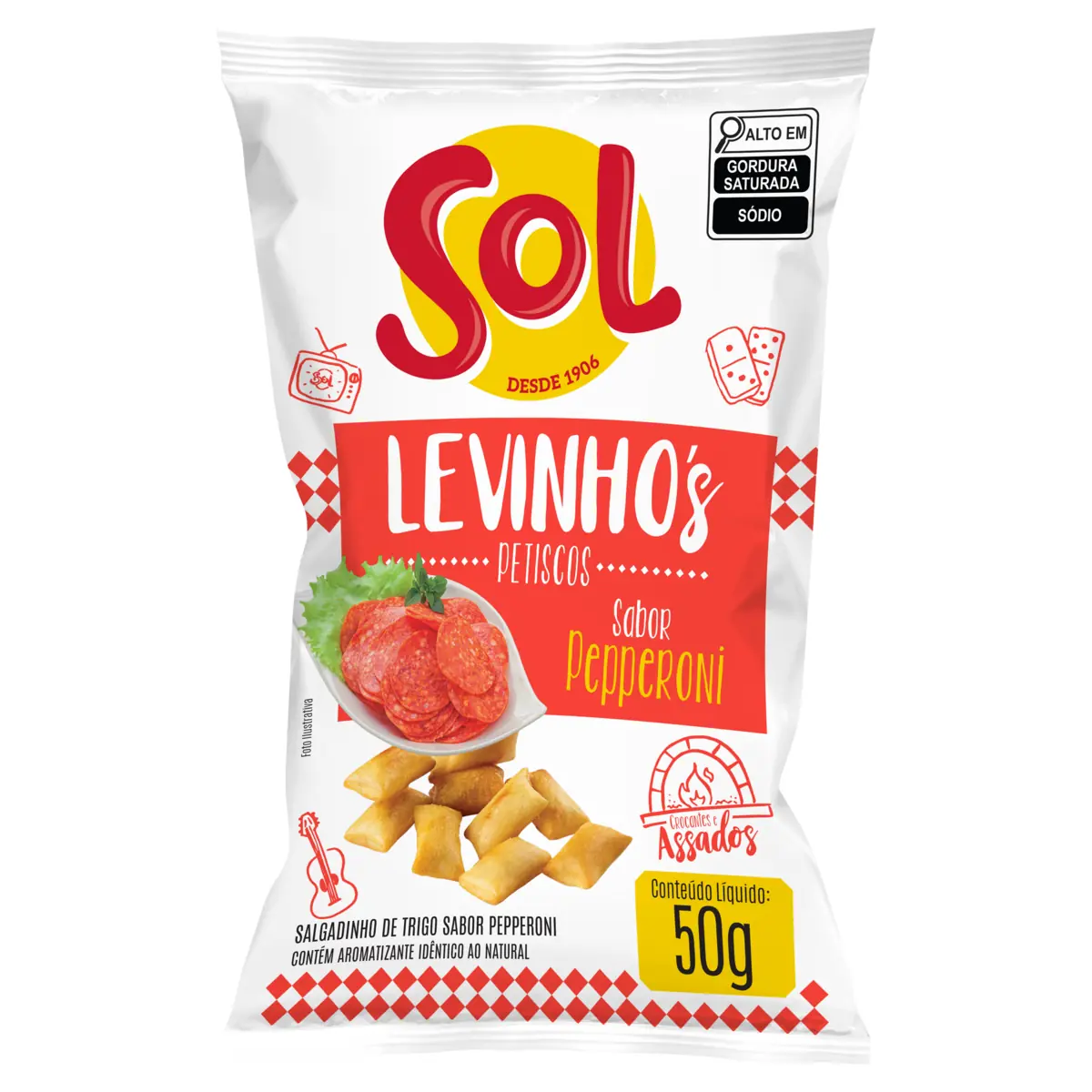 Salgadinho De Trigo Pepperoni Sol Levinhos Pacote 50g