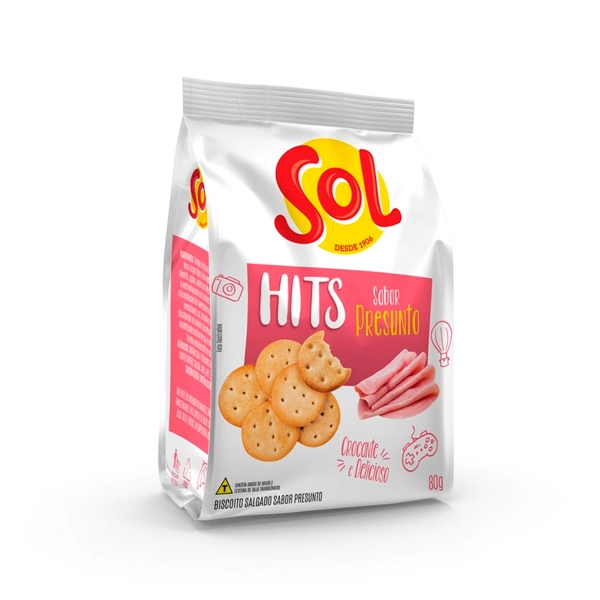 Biscoito Presunto Sol Hits Pacote 80g