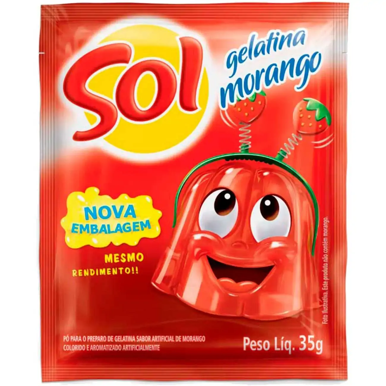 Gelatina Po Sol 25g Morango
