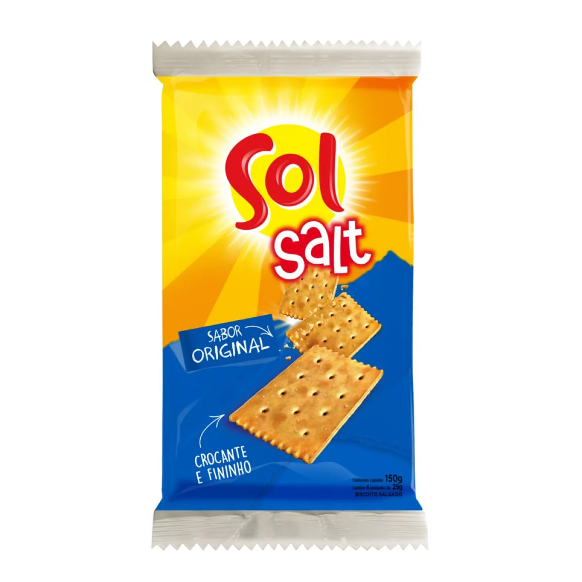 Pack Biscoito Original Sol Break Pacote 150g 6 Unidades