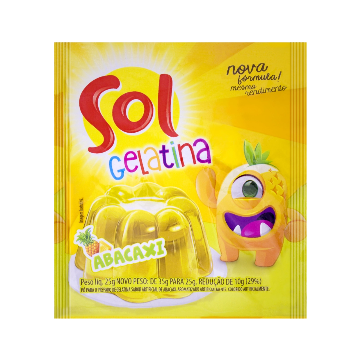 Gelatina de Abacaxi Sol Pacote 25g
