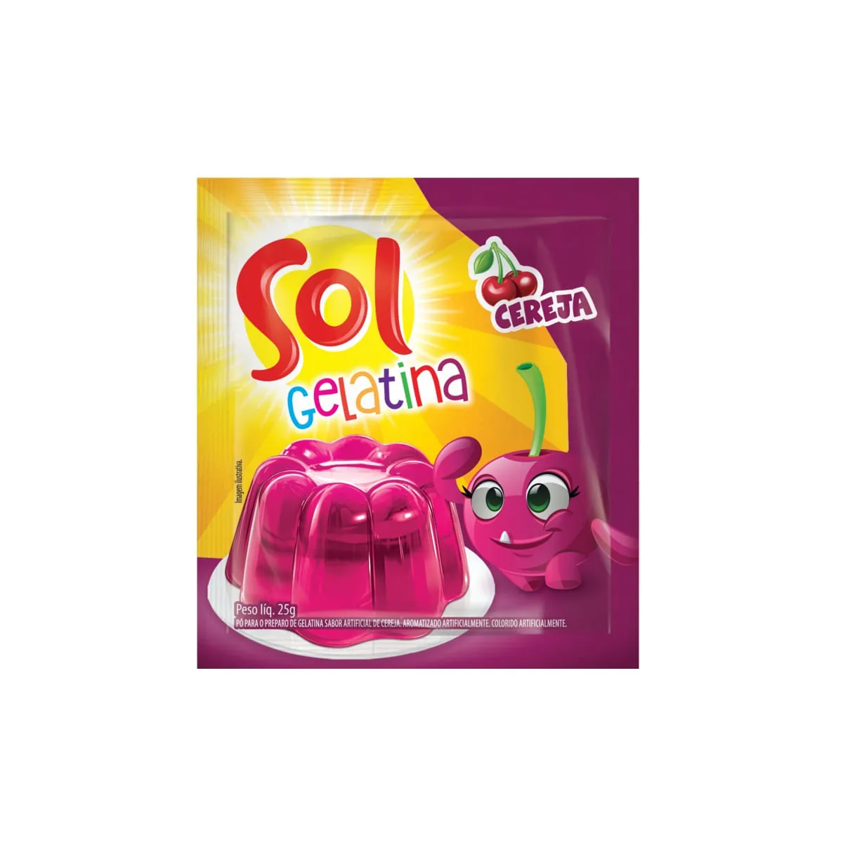 Gelatina Pó Cereja Sol Pacote 25g